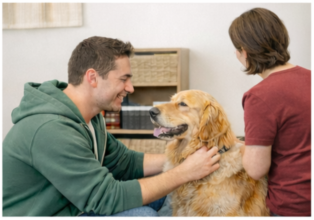 Therapy dog used in social skills coaching